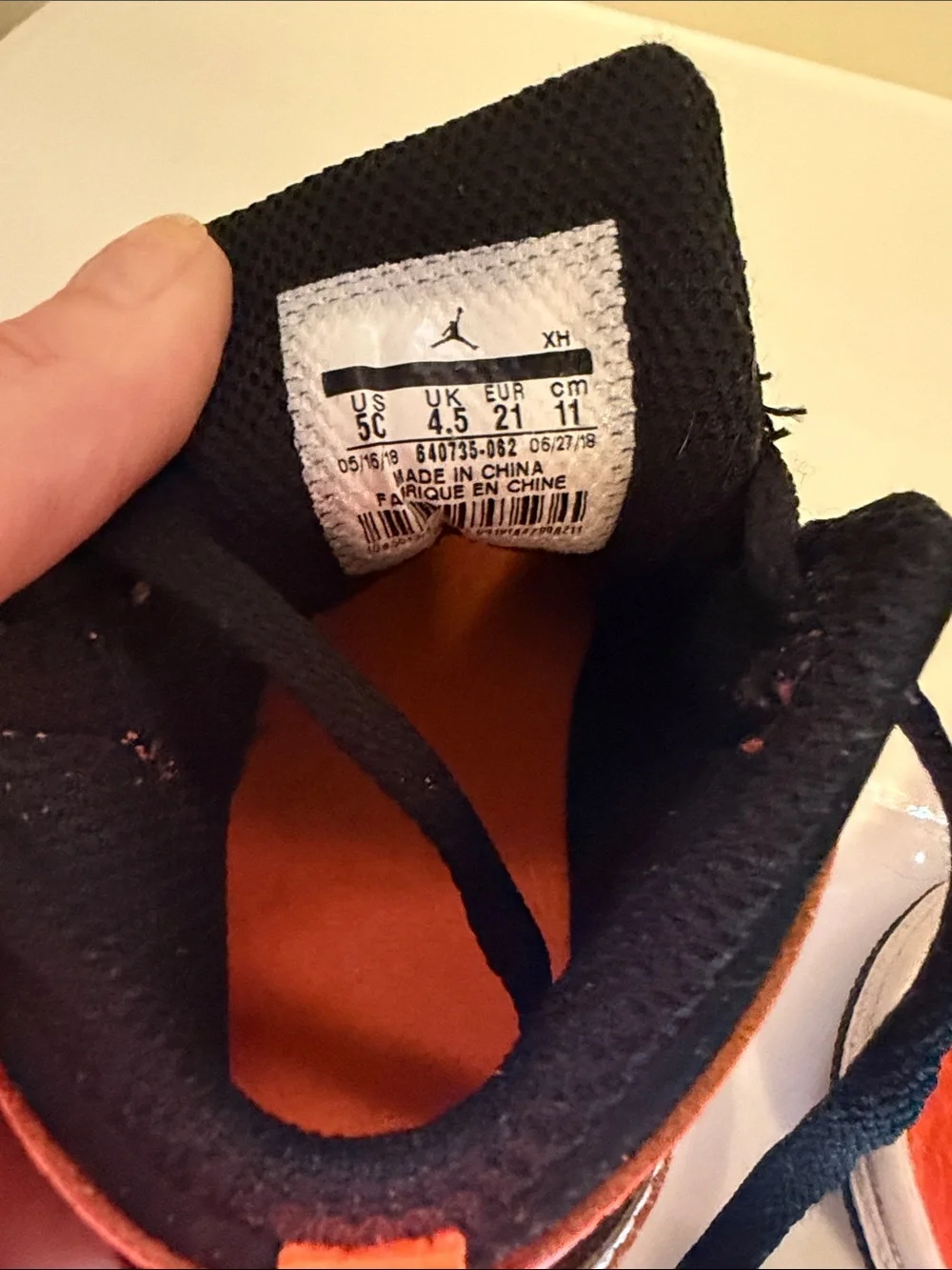 Jordan Toddler Orange and Black High-Top Sneakers with White Swoosh